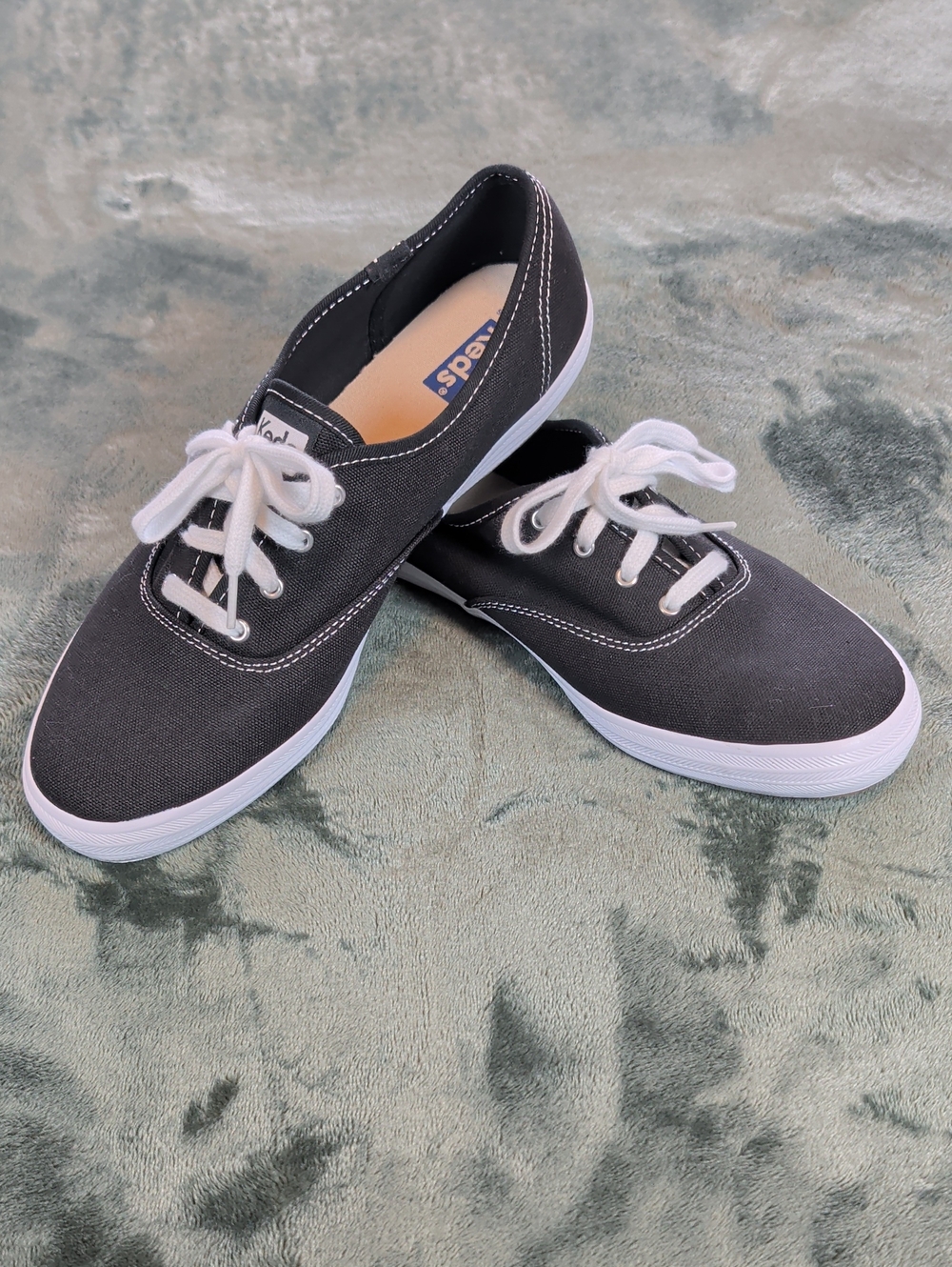 Keds Women's Black Canvas Lace-Up Sneakers with White Sole